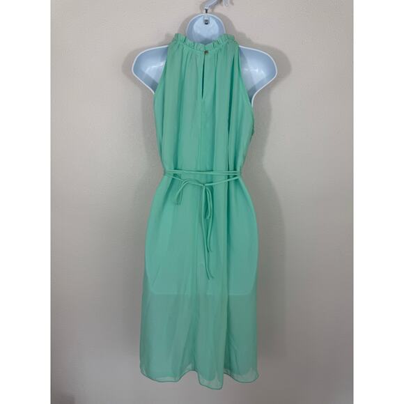 PinkBlush Maternity Mint Green Ruffle Neck Dress Size Large - Picture 3 of 5